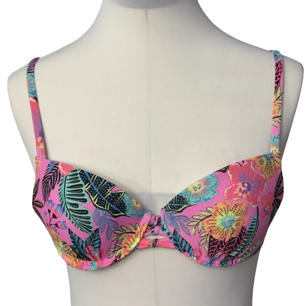 Xhilaration‎ Bikini Top Womens Small Floral Underwire Padded Swimsuit Adjustable